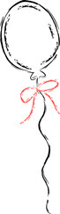 Obraz premium Balloon With Ribbon Sketch Line Art