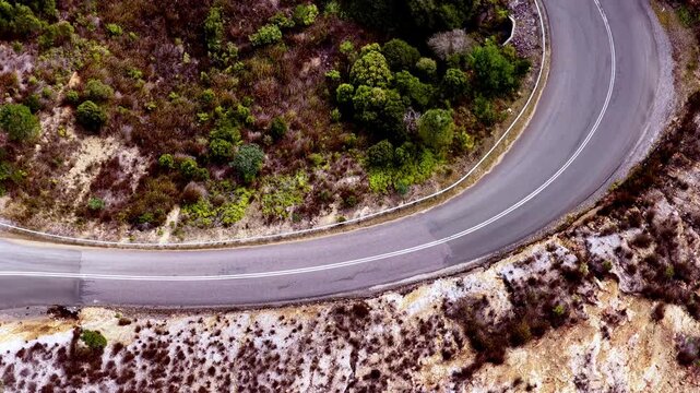 Lyell Highway high in Mountains around Queenstown in Tasmania scenic country.