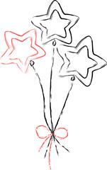 Obraz premium Balloon Star Bouquet Sketch Line Art
