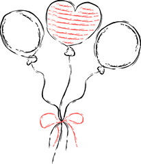 Obraz premium Balloon Bouquet Heart Sketched