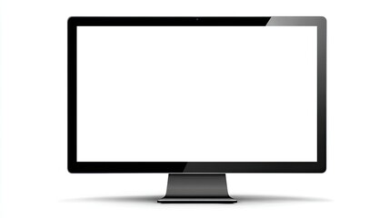 Fototapeta premium Modern Computer Monitor Displaying a Blank White Screen.