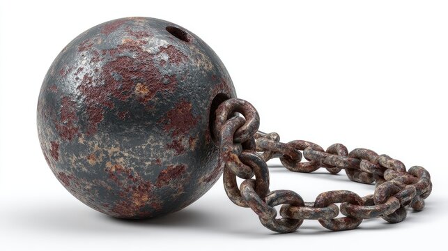 Antique Ball and Chain Symbol of Imprisonment and History.