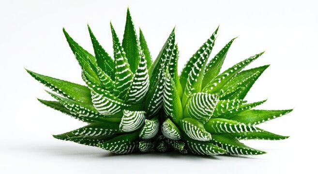 Haworthia Zebra Plant Succulent Isolated on White Background.