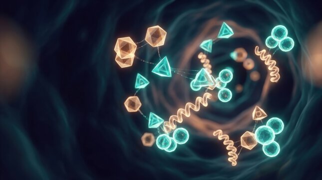 Visual representation of metabolic health monitoring showing glucose wellness technology and gut bacteria activity represented in a digital style.