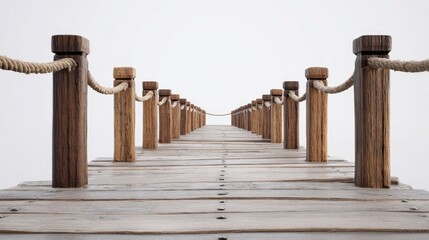 Naklejka premium Wooden Pier with Rope Railings Leading to the Horizon.