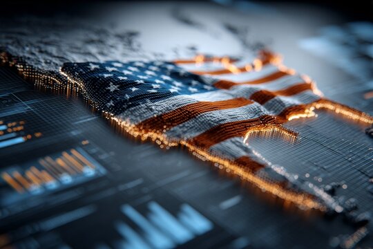 Terrain of controversy: usa's visual imprint on greenland's map. Interactive charts. Enhanced details on greenland map under us flag showcase strategic themes. Glowing dashboards.