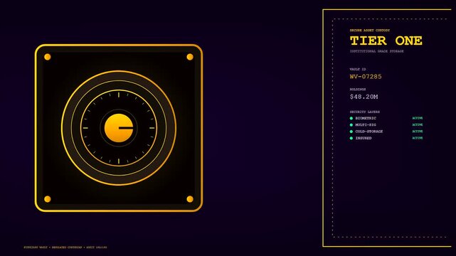 A cutting edge wealth management dashboard dynamically displays confidential financial data, including vault IDs and active security layers, offering sophisticated real time asset monitoring.
