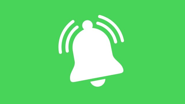Animated Ringing Notification Bell Icon on Green Background for Alerts, Messages, and Subscriptions