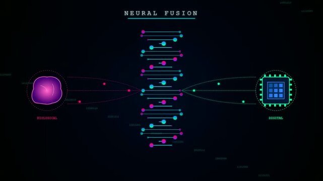 A detailed BCI neural connection shown through digital code sequences and biological cell structure cycles pulsating across three separate interface panels for modern research data visualization