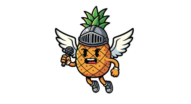 Whimsical Pineapple Knight Character With Armor And Wings.