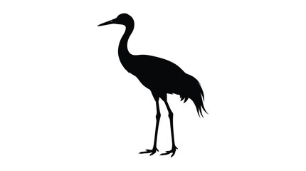 Fototapeta premium Crane Silhouette Against White Background Minimalist Bird Shape