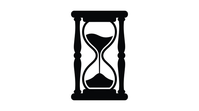 Black Silhouette Of An Hourglass With Sand Isolated On White
