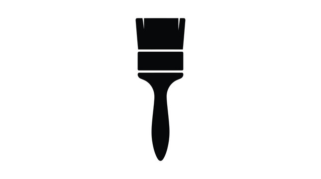 Paint Brush Silhouette A Flat Black Icon On White Background