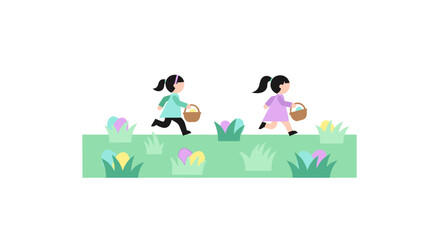Fototapeta premium Children Hunting for Easter Eggs