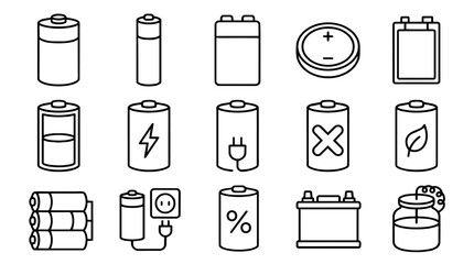 Obraz premium Battery power and charging icons set