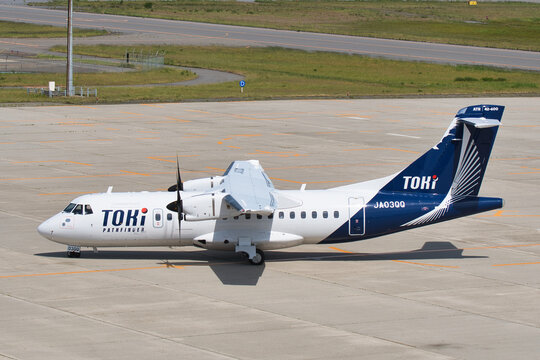 Niigata Prefecture, Japan - May 23, 2026: Toki Air ATR 42-600 (JA03QQ) taxiing at Niigata Airport