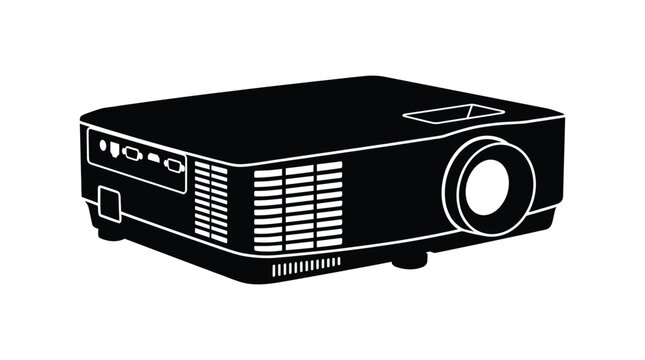 Projector Silhouette On White Modern Audio visual Equipment Illustration