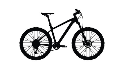 Fototapeta premium Mountain Bike Silhouette Against White Background Minimalist Vector Illustration