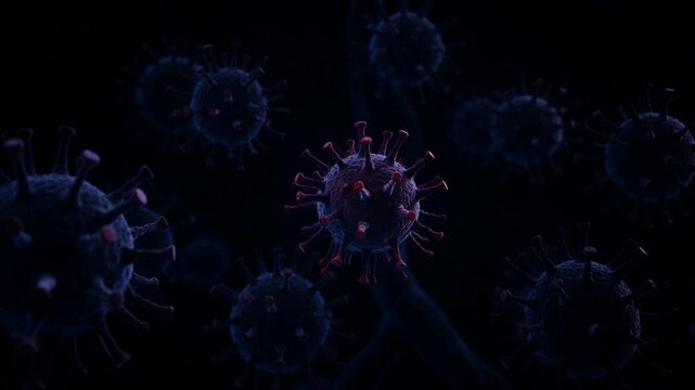 Crimson-Spike Hantavirus macro close-up red spikes slow motion