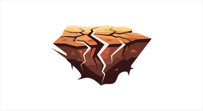 Cracked Earth Fragment With Deep Fissures Showing Red Interior.