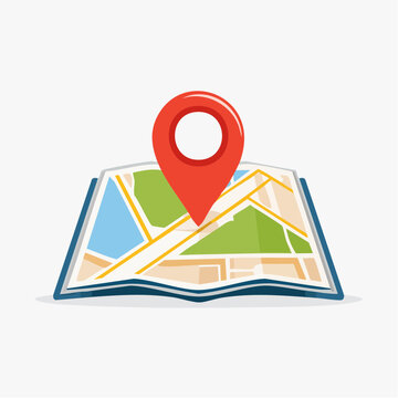 Map Pin on Folded Map Illustration