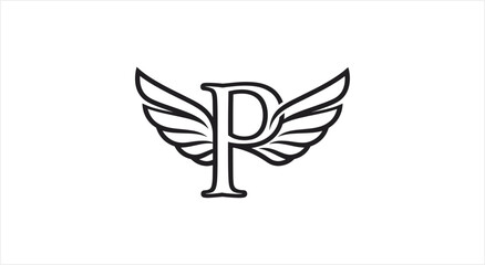 Fototapeta premium Elegant Winged Letter P Logo Design.