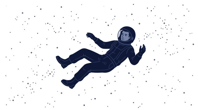 Astronaut floating in outer space suit.