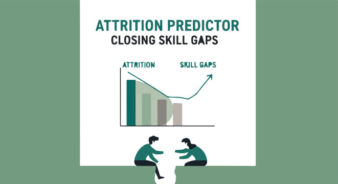 Business Illustration Showing Skill Gap and Attrition Trends.