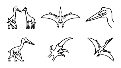 Dinosaur Vector Icons, Prehistoric Creatures, Ancient Reptiles, Paleontology Graphics © Rubel