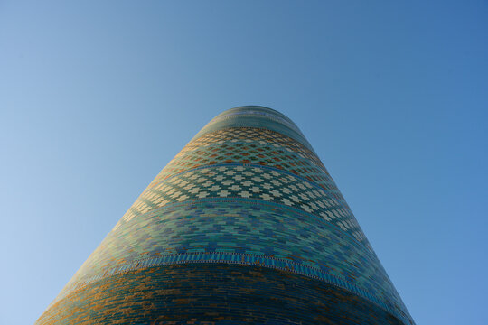 Kalta Minor Minaret with Glazed Blue and Turquoise Tiles, Khiva, Uzbekistan