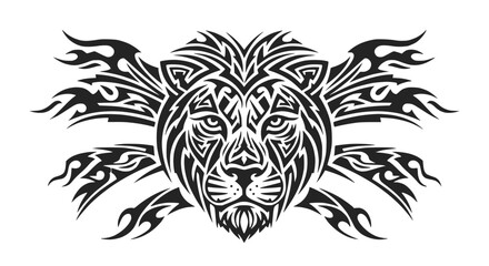 Tribal lion head with mane design. © Slamet