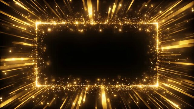 Gold Frame with Sparkling Light Particles