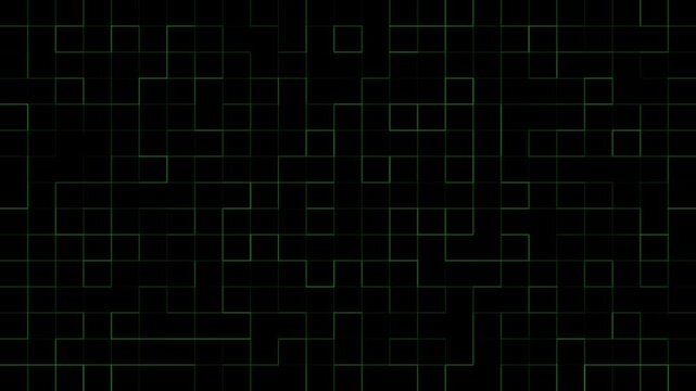 Grid lines form a dark digital network pattern across the black background. Digital background, digital green background 