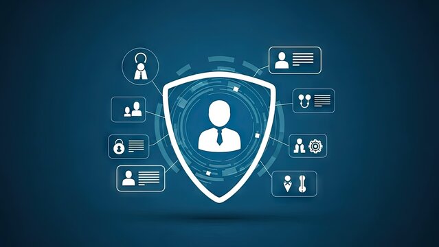 Digital security concept shield protecting user profile and personal data