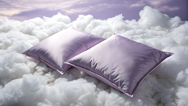 Symmetrical Pastel Sky Background with Comfortable Satin Sleep Pillows