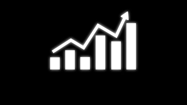 Business growth concept in graph chart animation. Infographics Business graph with rising arrow icon. Arrow up graph icon animation. Upward trend business growth .Motion animated footage. Statistics .