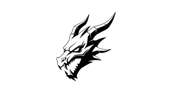 Dragon head with sharp horns and spikes.