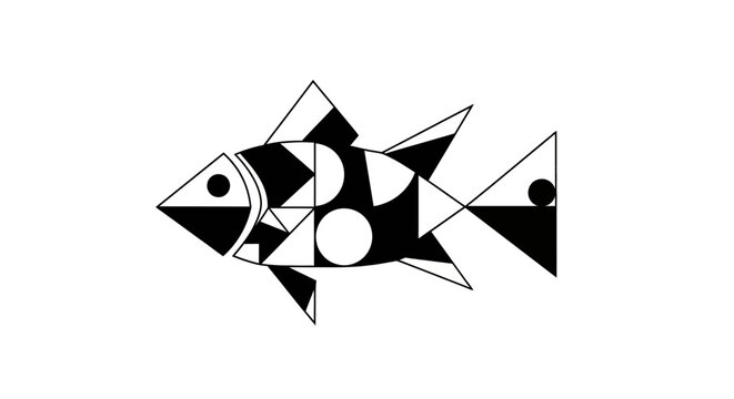 Geometric Fish Design Artwork Illustration.