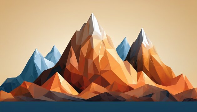 low poly abstract mountain range with sharp angular peaks the mountains have rough textures and rugged forms
