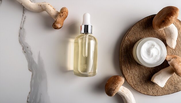 organic eye care and face gel with snow mushroom best for beauty branding skincare e commerce facial care marketing and anti aging blogs premium moisturizer on marble