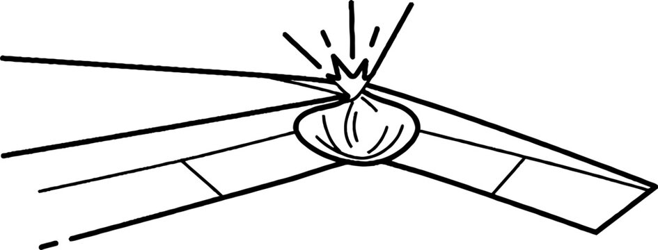 Illustration of welding spark and metal fusion process.
