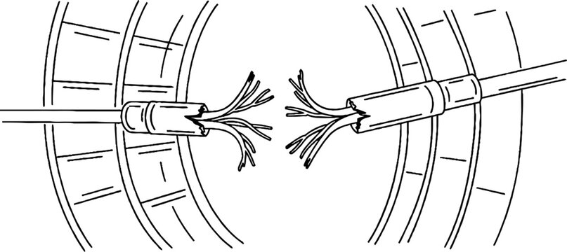 Exposed Electrical Wires Showing Internal Copper Strands Detail.