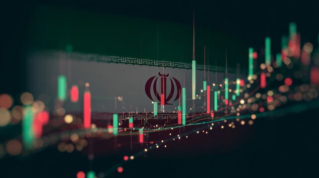 Iranian rial's journey: insights into the economy and currency trends. Currency movement. Subtle shifts in the iranian rial depicting its economic landscape. Investment charts.