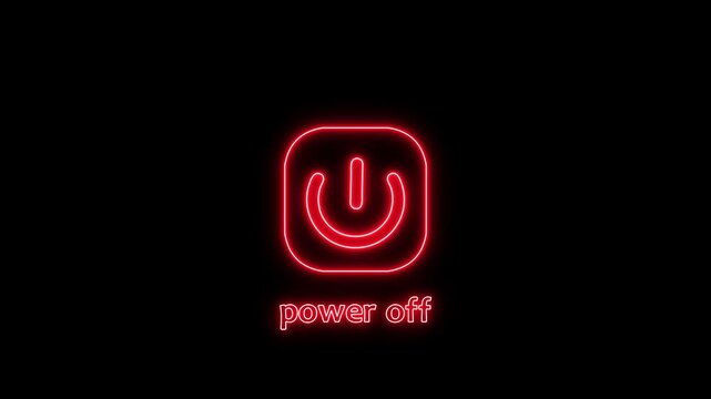 Vibrant blue power off button neon icon with glowing luminous symbol for instant device activation and system start up