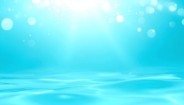 水面に降り注ぐ光と輝く泡の抽象的な風景 / Abstract landscape of light and shining bubbles on water surface (Generative AI)
