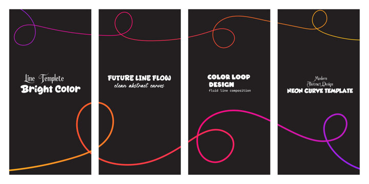 Neon Glow Curve Dark Multi-Page Report or Magazine Layout Template Set