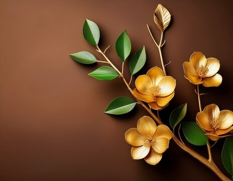 image of branch with golden flower and green leaf celebrating asian american and pacific islander heritage month symbolizing culture heritage