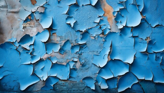 peeling blue paint revealing aged weathered wall texture