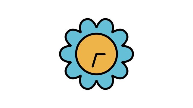 Animated time management emblem icon showing a clock inside a rosette badge, representing scheduled rewards, punctuality recognition, and deadlines.