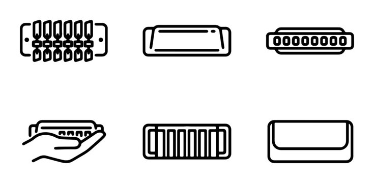 Harmonica Icon Set: Musical Instrument Collection, Vector Graphics for Music Lovers